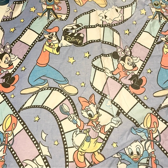 Vintage Mickey Mouse and Friends Twin Flat Sheet Hollywood Film Goofy Minnie - Picture 4 of 16